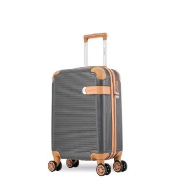 Imagem de Santino Mala de Bordo Rígida - Textura Canelada Distinta, Rodas Duplas Silenciosas 360°, Cadeado com Combinação Numérica | Leveza e Segurança Aprimoradas para Viagens (Chumbo, Pequeno)