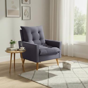 Imagem de Poltrona Sala De Estar 92cm Design Moderno E Elegância Neutra Para Sua Sala Cinza Ester