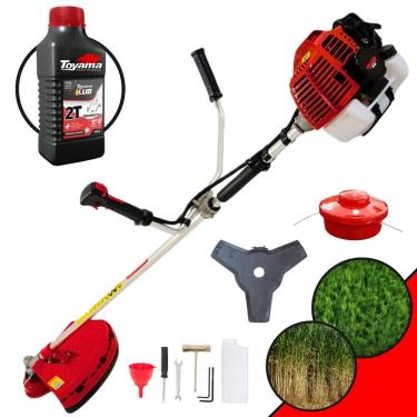 Imagem de Máquina de Cortar Grama À Gasolina KW52L Kawashima 52cc 2,5HP Motor 2T Roçadeira Lateral Completa Com Lâmina 3 Pontas e Carretel + ÓLEO TOYAMA 2T