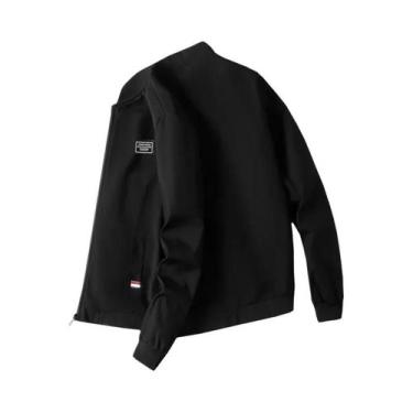 Imagem de Jaqueta Masculina Corta-Vento Com Zíper, Cor Sólida, Estilo Casual Par