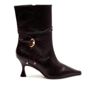 Imagem de Bota Couro Preto Cano Curto Cecconello 2905004-3, Preto, 36