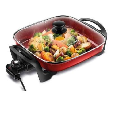Imagem de Panela Elétrica Grill Mondial Multicook 110v Premium Vermelha 1200w 5 Temperaturas