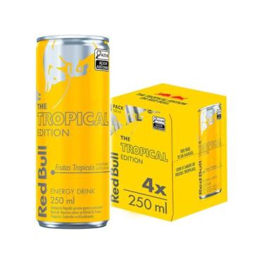 Imagem de Bebida Energética Red Bull Frutas Tropicais 250ml 4 Unidades, Frutas T