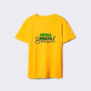 Imagem de Camiseta Feminina Manga Curta Estampada Pátria Amada Brasil Malha Algodão do P ao G1-Feminino