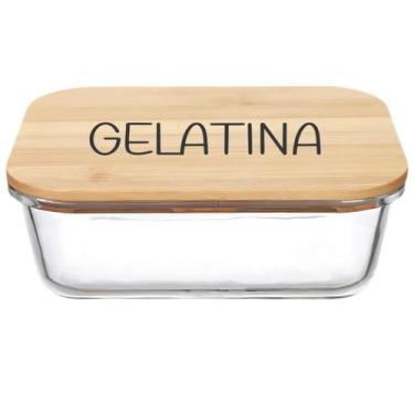 Imagem de Pote Hermético Vidro e Tampa de Bambu (1 Litro) Gelatina - Casa Vitá, 