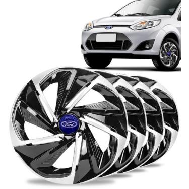 Imagem de Jogo 4 Calotas Nitro Aro 14 Black / Silver Ford Fiesta Ka - Elitte