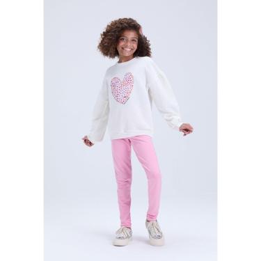 Imagem de Conjunto Infantil de Inverno Feminino Moletom com Manga Bufante e Coração-Feminino