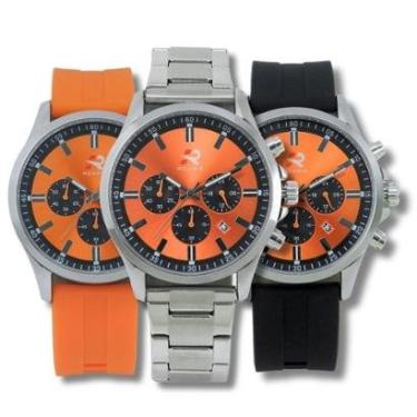 Imagem de Relógio Cronógrafo Masculino Roaris Analógico RR00005 Prata e Laranja e Preto-Masculino
