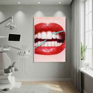 Imagem de Quadro Decorativo Passando Fio Dental 70x50cm Mold Preta