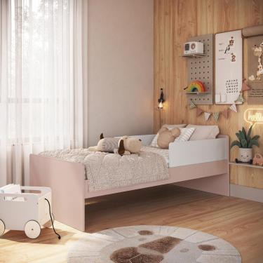 Imagem de Cama Infantil Montessori De Solteiro 188x88 Cm Em Mdp Com Protetor Lateral E Cantos Arr...