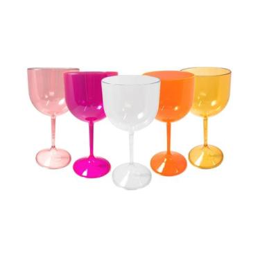 Imagem de Kit 10 Taças De Gin Cristal Colorida Acrilico 450 Ml Festa Casamento F