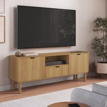 Imagem de Rack 180cm 2 Portas 1 Gaveta Orgânico Pé Madeira Aura Hanover