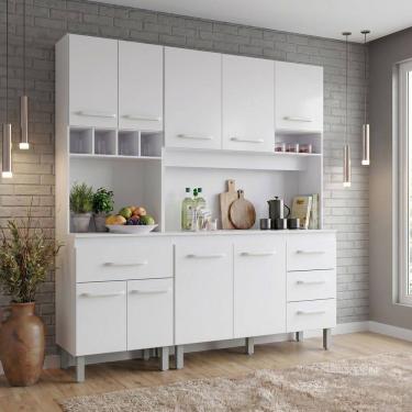 Imagem de Cozinha Compacta Vivan 180cm 9 Portas e 4 Gavetas Branco Mobília Decor