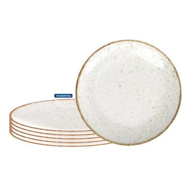 Imagem de Jogo 6 Pratos Raso Tramontina Porcelana 25 cm Rustico Marrom