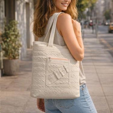 Imagem de Bolsa Feminina Tecido Mao Ombro Artesanal Praia Estilosa Resistente La