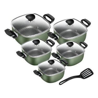 Imagem de Conjunto De Panelas Quadrado Patolux 5 Peças Antiaderente -, Verde