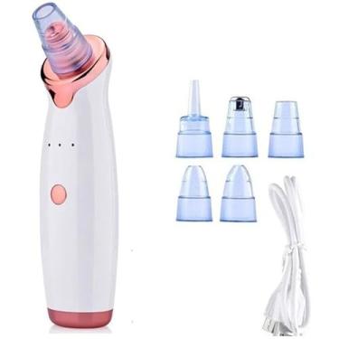 Imagem de Removedor de Cravos Extrator Sugador Espinhas Poros Cleaning Acne a Vácuo Elétrico Aparelho Sucção Dermobrasão Recarregável USB Portátil Peeling Limpeza Facial Aspirador Cuidados Rosto Nariz Máquina Espremedor Tirar Cravos FAZING (Rosa)