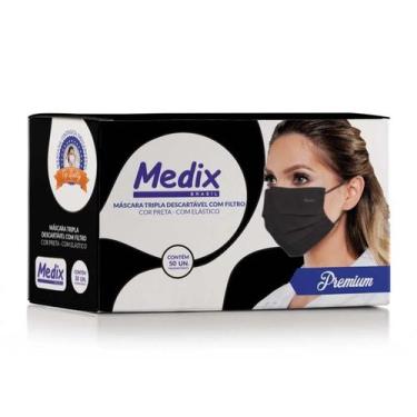 Imagem de Máscara Tripla Descartável Com Filtro (BFE 95%) Preta - Medix Brasil -