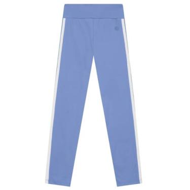 Imagem de Calça legging infantil menina com listras laterais Brandili, 6, Azul