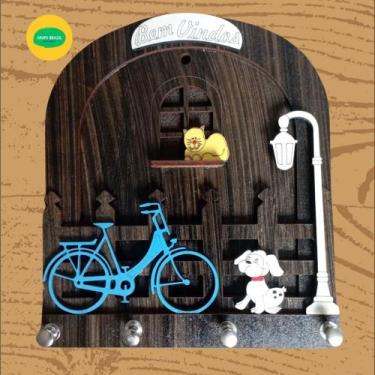 Imagem de Porta Chaves PET CICLE 4 Pontos Detalhes Cores Variadas - MDF 14x16cm 