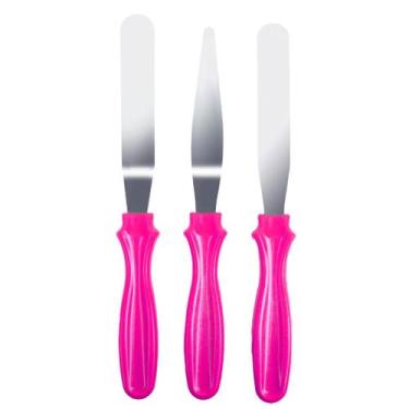 Imagem de Kit espatulas confeiteiro inox 3 pecas  profissional para confeitaria 