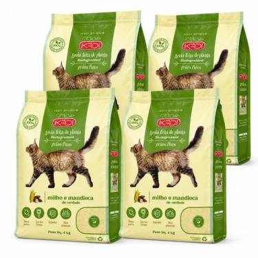 Imagem de Kit 4 Areia Biodegradável Higienica Grãos Finos 16kg Gatos - Kadi