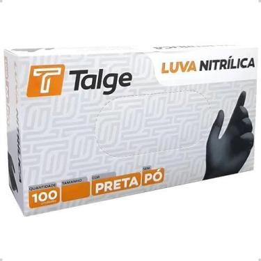 Imagem de Luvas Nitrílicas Pretas Talge Tamanho M 100un Sem Pó Ambidestras Látex