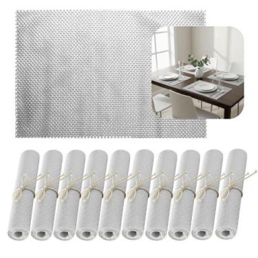 Imagem de Kit Jogo Americano 10 Lugares Pvc Antiderrapante para Mesa Cinza Lyor