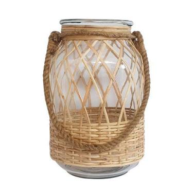 Imagem de Vaso Bahamas vidro e fibra sintética 21,5x30cm -L Hermitage, 3 meses p