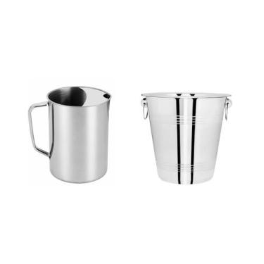 Imagem de Jarra de Suco Agua Inox e Balde de Gelo Bar Restaurante - casa cha