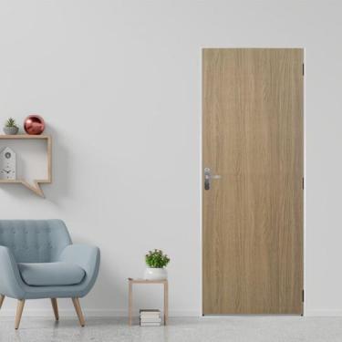 Imagem de Kit Porta de Madeira Lisa 215x65cm com Batente de Aço 12cm Açomad MGM 