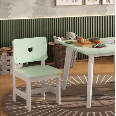 Imagem de Cadeira Infantil Sofia Madeira Maciça e MDF Verde/Branco - Empório Par