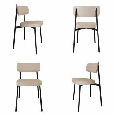 Imagem de Cadeira Alloa Fixa com 4 Pés 500 x 447 x 838 mm com 4 Unidades Bege/Co