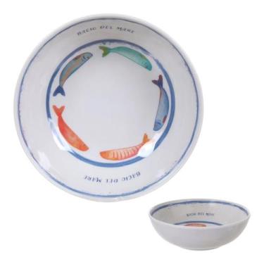 Imagem de Tigela Bowl Fundo Melamina 650ml Estampa Peixes Mesa Posta - Florarte