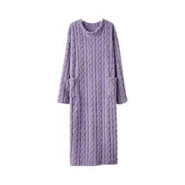 Imagem de Roupão De Dormir Feminino Em Fleece Coral Jacquard, Solto E Quente, Co