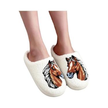 Imagem de Pantufas Quentes Antiderrapantes De Pelúcia Bordadas Para Homens E Mul