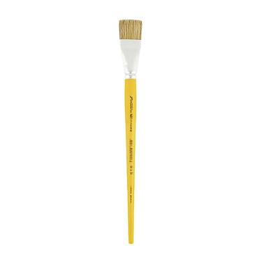 Imagem de Pincel Óleo Acrílico Modelo 815 12 com Virola em Alumínio Polido Cor Ocre Amarelo Tigre