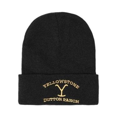 Imagem de Gorro De Malha Vintage Amarelo Com Logo Dutton Ranch Para Mulheres E H