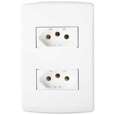 Imagem de Conjunto 2 Tomadas 2P+T com Placa 4X2, Alumbra, Siena 6092, Branco
