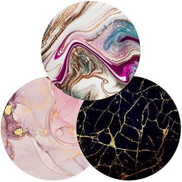 Imagem de LESHIRY Mouse Pad, Mousepad circular fofo com design, lindos tapetes de mouse Parttern com borda costurada, tapete de mouse pequeno de 20 x 20 cm para laptop e computador (3 pacotes de mármore bonito-2)