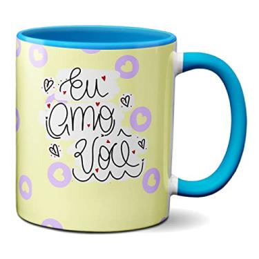 Imagem de Caneca Flork Meme Namorados Apaixonados Flores Eu Amo Você (Azul)