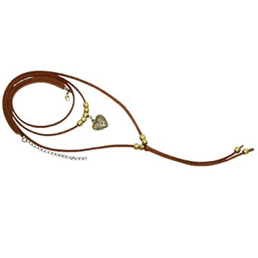 Imagem de Gargantilha cordão de couro tres voltas coração bijuterias