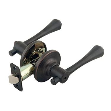 Imagem de Design House 702431 Maçaneta de porta de banheiro e cama de madeira de ferro bronze escovado