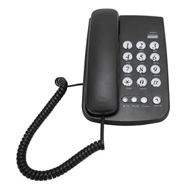 Imagem de Vbestlife Telefone com fio, telefone fixo com fio para casa de mesa com botão grande para idosos, ID de chamada/retorno de chamada, telefone fixo para desktop chamadas sem mãos para home office hotel (preto)