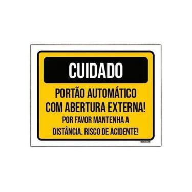 Imagem de Placa Sinalização - Cuidado Portão Abertura Externa 36X46