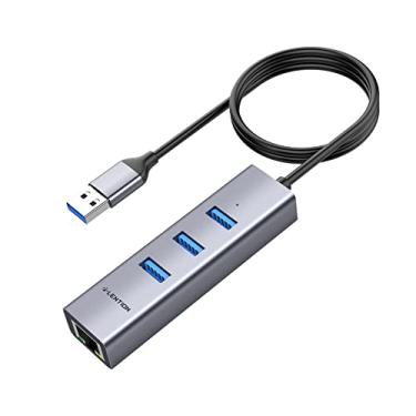 Imagem de LENTION Hub USB 3.0 de 3 portas com adaptador Gigabit Ethernet compatível com MacBook Air/Pro (geração anterior), iMac, Surface, Chromebook, mais laptops tipo A - Ultra fino (CB-H23s-0,5M, cinza espacial)
