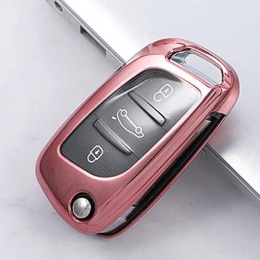 Imagem de CSHU TPU macio capa para chave de carro capa chaveiro anel chave bolsa, adequado para Citroen C2 C3 C4 C5 C6 C8 DS4 para Peugeot 107 406 407 3008, rosa
