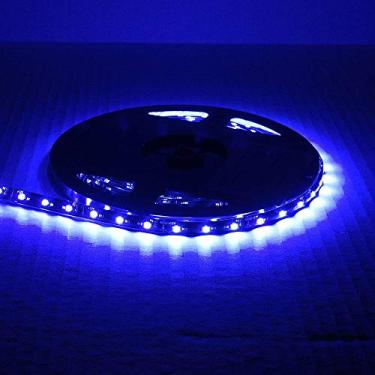 Imagem de SOCAL-LED 5 M 16,4 pés Faixa de LED azul flexível High Power Bright 300 SMD 5050 com fita dupla face, IP65 à prova d'água, cortável, PCB preto