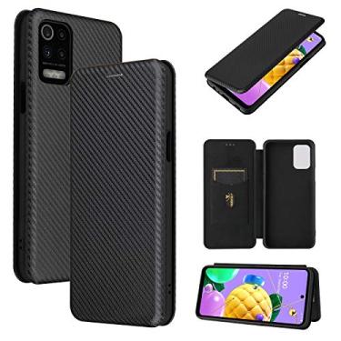 Imagem de For LG K52 / K62 Carbon Fiber Texture Horizontal Flip TPU + PC + PU Leather Case with Card Slot