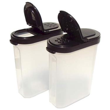 Imagem de Tupperware Modular Mates Spice Shakers conjunto de 2 selos pretos capacidade para 1 xícara